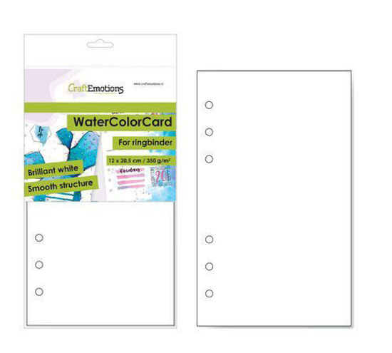 CraftEmotions WaterColorCard - bril. Ringband wit 10 vl 12x20,5cm - 350 gr - 6 Ring A5