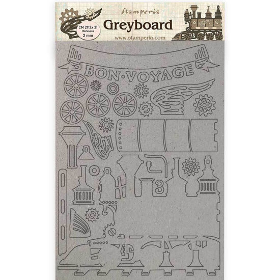 Stamperia Greyboard A4 Voyages Fantastiques Train