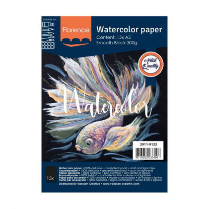 Florence • Aquarelpapier smooth Black A5 15pcs 300g