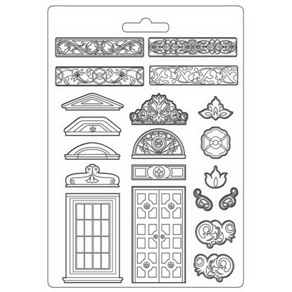 Stamperia Soft Mould A4 Casa Granada Greek and Door