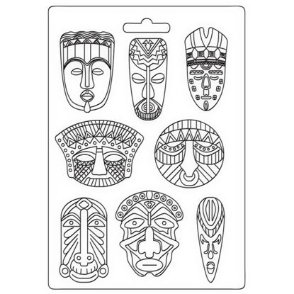 Stamperia Soft Mould A4 Savana Tribal Masks