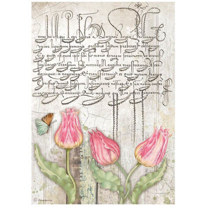 Stamperia A4 Rice Paper Romantic Garden House Tulips