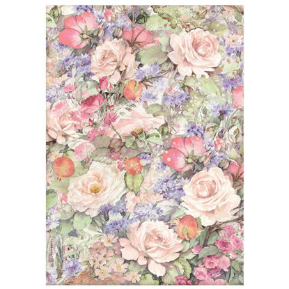 Stamperia A4 Rice Paper Casa Granada Flowers