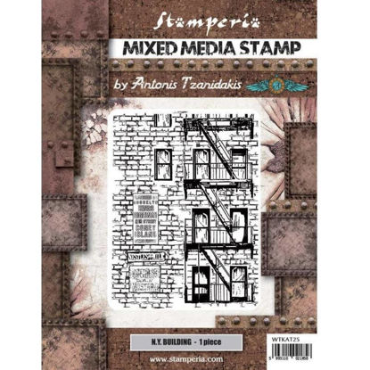 Stamperia Mixed Media Stamp Sir Vagabond Aviator New York Building