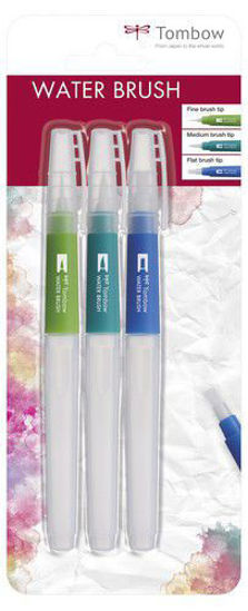 Tombow water brush (leeg) fijne middelfijne en platte punt set 3 st