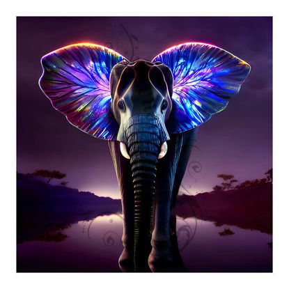 Afrikaanse olifant Diamondpainting set met vlinderverlichting. Creëer je eigen kunstwerk met deze set van hoogwaardige materialen en zorgvuldig gesorteerde steentjes.