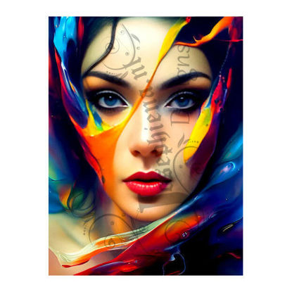Prachtig vrouwelijk gezicht in de Artgerm-stijl gemaakt met Diamondpainting set op 30x40 cm digitaal canvas met geavanceerde airbrush-technieken.