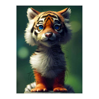 Diamondpainting Set met Realistische Baby Tijger afbeelding - Ideaal voor Kunst en Dierenliefhebbers.