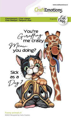 CraftEmotions Clearstamps A6 - Funny Animals 4 van Carla Creaties - set van 9 hoogwaardige clear-stempels met gedetailleerde en grappige afdrukken van dieren.