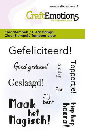 CraftEmotions clearstamps 6x7cm - Tekst Gefeliciteerd NL