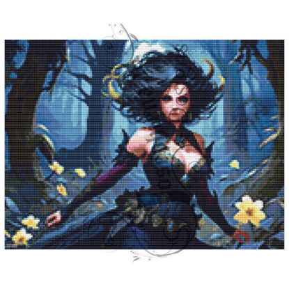 Young Woman Amidst Forest Splendor Diamond Painting