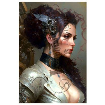 Unveil Steampunk Splendor: Dive into the World of 'Steampunk Woman with Feather' Diamond Painting!