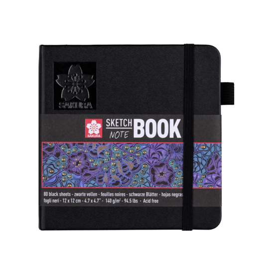 Sakura Schetsboek 12x12 cm 140gr 80 vel Zwart